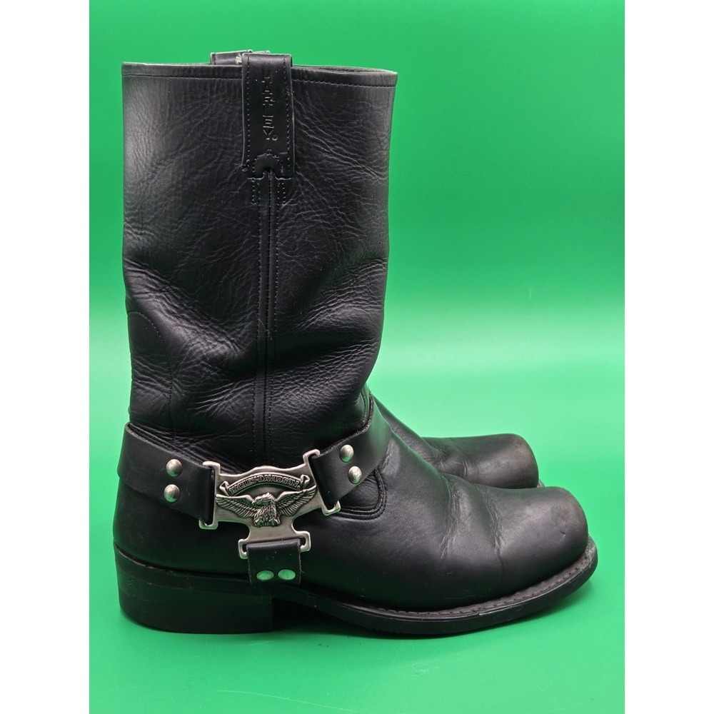 Genuine Harley Davidson Leather Boots 98408 Men Size 9.5M Black Motorcycle Eagle - Picture 8 of 16